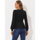 thumbnail image 4 of Allegra K Blusa informal de manga larga con cuello en V y lazo en la cintura para mujer Negro XL Unique Bargains Blusa, 4 of 5