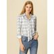 thumbnail image 4 of Allegra K Top De Cuadros Casual Camisa Con Botones Manga Larga Cuello De Corbata De Lazo Para Mujere Unique Bargains Camisa, 4 of 6
