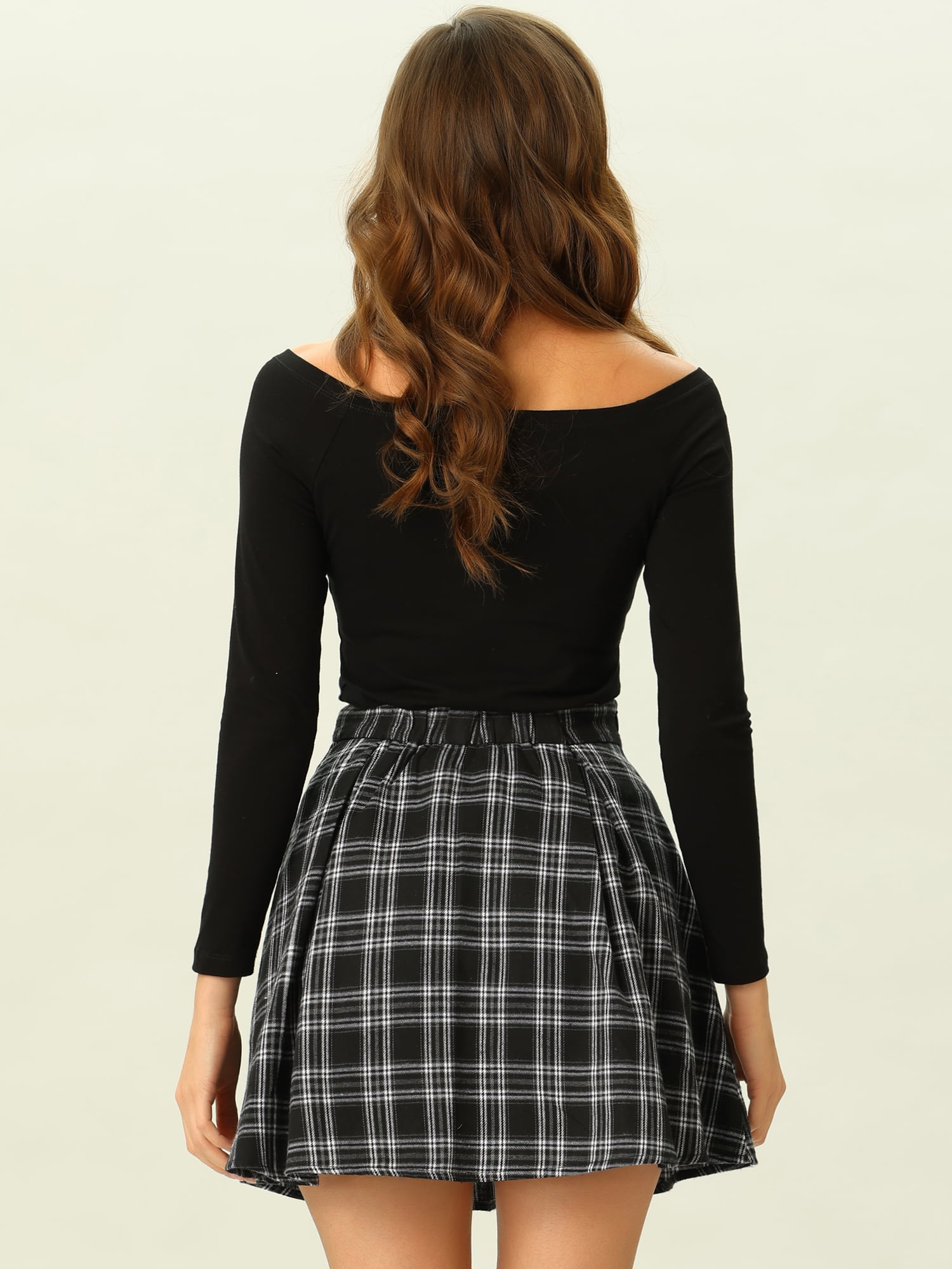 Falda Encaje Negra WEITING Falda Plisada Universitaria Para