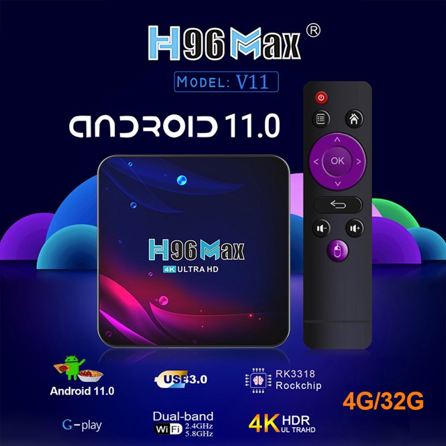 H96 Max V11 TV Box Android 11.0 compatible con Bluetooth 4.0 WiFi 4K STB (4 GB + 32 GB EE. UU.) Tmvgtek