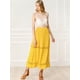 thumbnail image 2 of Falda Maxi Con Encaje Y Cintura Elástica Vintage Swing A-Line Para Mujer Amarillo L Unique Bargains Falda, 2 of 6