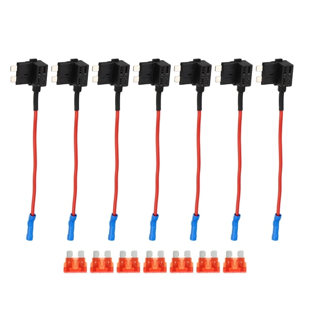 Juego de 7 fusibles universales para coche, adaptador de circuito de 12V con 7 fusibles tipo cuchilla APR ATC estándar de 10A, 1 Juego Unique Bargains portafusibles para amplificadores de vehículos