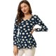 thumbnail image 1 of Camisa Peplum Estampada Con Cuello Redondo Y Mangas Largas De Leopardo Para Mujer Azul Floral S Unique Bargains Camisa, 1 of 6