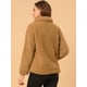 thumbnail image 5 of Allegra K Abrigo de chaqueta mullida con solapa de piel sintética y cremallera para mujer Caqui L Unique Bargains abrigo, 5 of 6