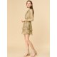thumbnail image 4 of Mini Vestido De Gasa Con Capas De Cuello Con Lazo En La Cintura Con Estampado Floral Para Mujer Beig Unique Bargains Vestido, 4 of 6