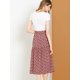 thumbnail image 5 of Faldas vintage para mujer Falda midi fluida floral con cintura elástica y línea A Rubor rojo XL Unique Bargains Falda, 5 of 7