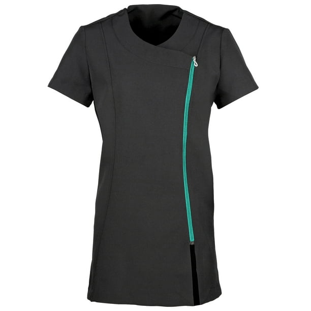 Premier - Túnica uniforme Camellia para salón de belleza /spa para mujer señora (Negro/Turquesa) Premier UTRW1129_blackturquoise
