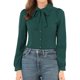 thumbnail image 1 of Allegra K Camisa De Oficina De Trabajo Con Cuello De Pajarita Para Mujer Blusa Peter Pan De Manga Larga Verde oscuro S Unique Bargains Blusa, 1 of 6