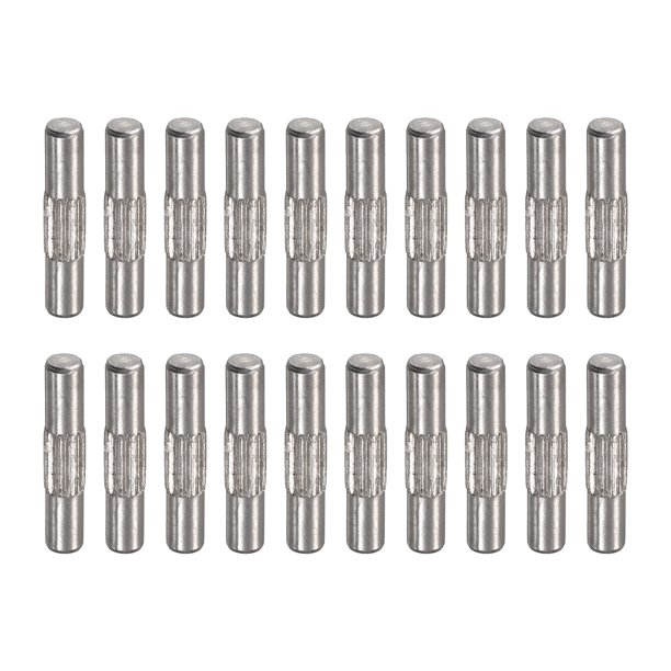 3x16mm 304 Inoxidable Acero Espiga Pasadores, 20uds Centro Estriado Plano Chaflanado Extremo Espiga Pasador, Madera Litera Cama Estante Picas Soporte Estantes Fijar Elementos Unique Bargains pasadores