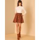 thumbnail image 3 of Minifalda de pana con cintura elástica y botones en forma de A para mujer con bolsillos laterales Caramelo XS Unique Bargains Falda, 3 of 6