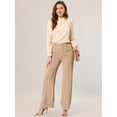 thumbnail image 3 of Blusa De Trabajo De Manga Larga Con Cuello Alto Y Volantes Elegantes Para Mujer Beige S Unique Bargains Camisa superior de ojo de cerradura sólida beige, 3 of 6