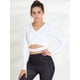 thumbnail image 2 of Allegra K Blusa Cuello Pico Color Sólido Manga Larga Corte Ajustado Top Deportivo Athleisure Yoga Pa Unique Bargains Blusa, 2 of 6