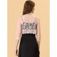 thumbnail image 4 of Top De Encogimiento De Hombros Para Mujer, Cárdigan De Encaje Floral Transparente De Manga 3/4 Rosa Unique Bargains Cárdigan, 4 of 5