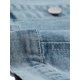 thumbnail image 5 of Chaqueta vaquera informal de manga larga con botones y botones para mujer Azul L Unique Bargains Chaqueta, 5 of 6