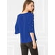 thumbnail image 5 of Allegra K Top de blusa sólida con botones y volantes de media manga con orificios casuales para muje Unique Bargains Blusa, 5 of 6