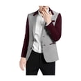 thumbnail image 1 of Chaqueta Casual Para Hombres Patrón De Pata De Gallo Hombros Acolchado Blazer De Dos Botones Borgoña Unique Bargains Blazer, 1 of 7