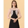 thumbnail image 5 of Top De Encogimiento De Hombros Para Mujer, Cárdigan De Encaje Floral Transparente De Manga 3/4 Rosa Unique Bargains Cárdigan, 5 of 5