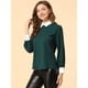 thumbnail image 4 of Camisa De Trabajo A Cuadros A Cuadros Con Cuello Vuelto En Contraste Para Mujer Verde oscuro L Unique Bargains Camisa, 4 of 6