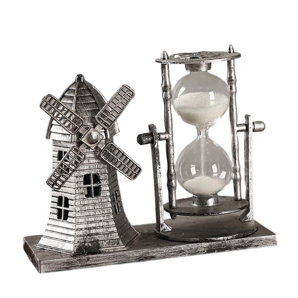 Torre de luz de estilo Retro, reloj de arena, temporizador de arena, figurita, centro de mesa de reloj de arena, adornos para mesa, cocina, cafetería, , argén Gloria reloj de arena de hierro