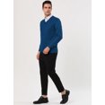 thumbnail image 3 of Suéter de punto de manga larga con cuello en V de color sólido clásico para hombre Azul L Unique Bargains Sweater, 3 of 5