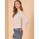 thumbnail image 4 of Allegra K Blusa de gasa con cuello en V y volantes florales con manga acampanada 3/4 para mujer Alba Unique Bargains Blusa, 4 of 6