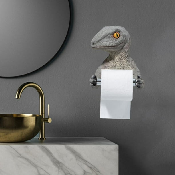 Portarrollos De Papel Higiénico Con Forma De Dinosaurio - Montaje En Pared, Resina Verde, Medidas 23x18x13 Cm, Para Baño Y Cocina
