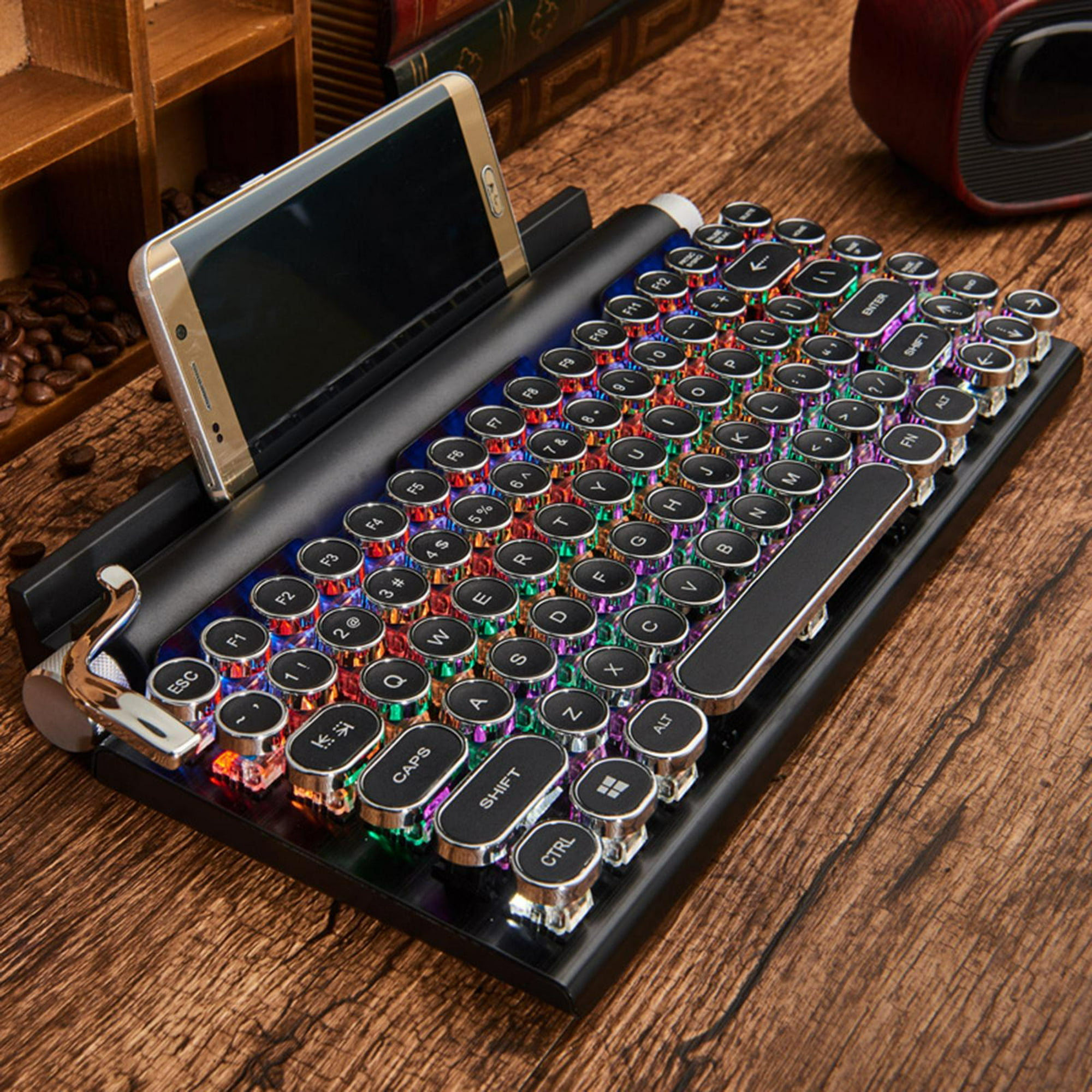 Retro 83-key mechanical typewriter keyboard with round keys