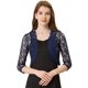 thumbnail image 1 of Top De Encogimiento De Hombros Para Mujer, Cárdigan De Encaje Floral Transparente De Manga 3/4 Azul Unique Bargains Cárdigan, 1 of 5