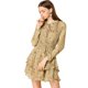 thumbnail image 1 of Mini Vestido De Gasa Con Capas De Cuello Con Lazo En La Cintura Con Estampado Floral Para Mujer Beig Unique Bargains Vestido, 1 of 6