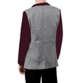 thumbnail image 2 of Chaqueta Casual Para Hombres Patrón De Pata De Gallo Hombros Acolchado Blazer De Dos Botones Borgoña Unique Bargains Blazer, 2 of 7