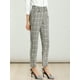 thumbnail image 4 of Pantalón Recortado Oficina Cintura Alta A Cuadros De Tartán Para Mujer Gris Marrón Cuadros M Unique Bargains Pantalones, 4 of 6