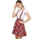 thumbnail image 1 of Falda De Tirantes Plisado A Cuadros Con Cintura Elástica Para Mujer Rojo M Unique Bargains Falda, 1 of 7