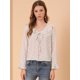 thumbnail image 2 of Allegra K Blusa de gasa con cuello en V y volantes florales con manga acampanada 3/4 para mujer Alba Unique Bargains Blusa, 2 of 6
