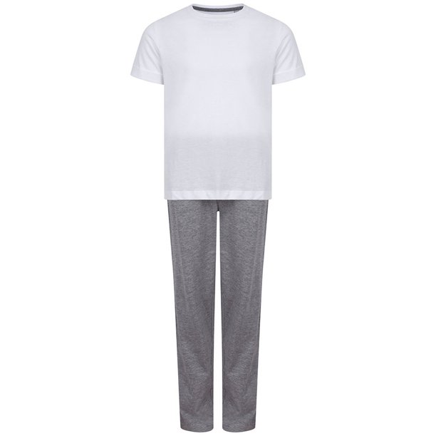 Towel City - Set de Pijama Largo Niñas (Blanco, Gris Jaspeado) Towel City UTPC4083_whiteheathergrey