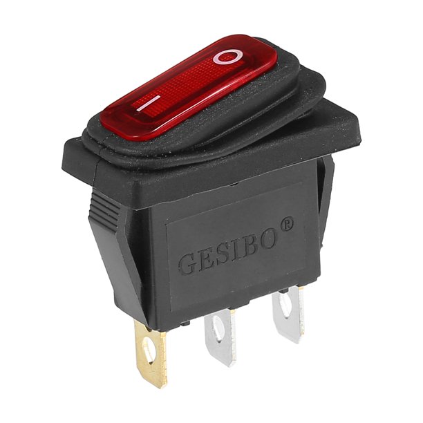 Interior AC 250V/20A LED interruptor basculante encendido-apagado 3 pines interruptor de palanca impermeable para caravana Camper tablero rojo Unique Bargains interruptores de palanca