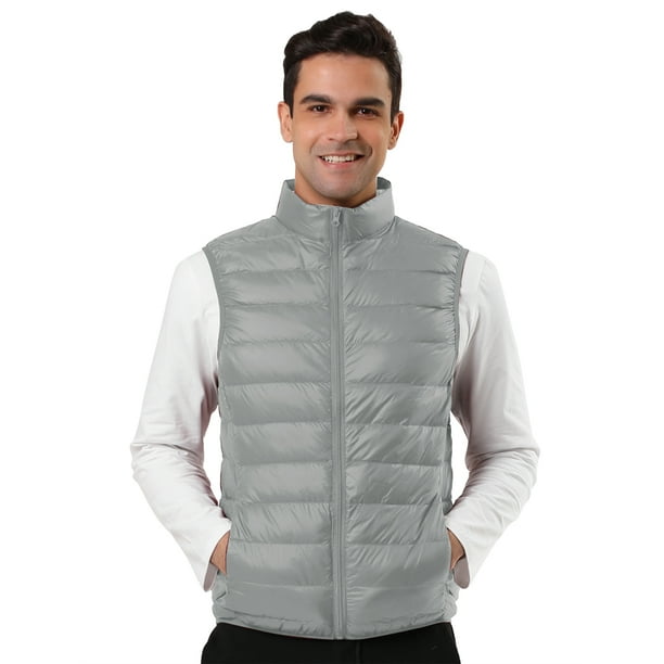 Lars Amadeus Chaleco acolchado acolchado sin mangas con cremallera, ligero, para hombre, de invierno gris M Unique Bargains Chaleco