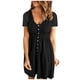 thumbnail image 1 of Vestido largo hasta la rodilla con botones y cuello redondo de manga corta, informal, cómodo, a la m Pompotops ghjkhdj12976, 1 of 5