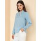 thumbnail image 4 of Allegra K Blusa con cuello con volantes y lazo para mujer, blusa de manga larga con campana vintage Unique Bargains Blusa, 4 of 6