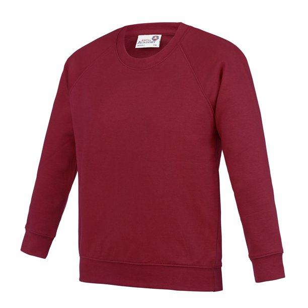 AWDis Academy - Sudadera con cuello redondo ranglán para niños (Burdeos) Awdis UTRW3918_claret
