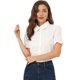 thumbnail image 1 of Top Floral De Manga Corta Con Botones Y Volantes En El Cuello De Peter Pan Para Mujer Blanco M Unique Bargains Top, 1 of 6