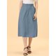 thumbnail image 3 of Allegra K Falda de algodón de cintura elástica vintage campesina para mujer Faldas médicas a media p Unique Bargains Falda, 3 of 5