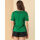 thumbnail image 5 of Blusa casual con cuello en V y cuello con volantes para mujer Verde XL Unique Bargains Blusa, 5 of 6