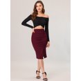 thumbnail image 3 of Faldas Ceñidas Al Cuerpo Para Mujer Falda Lápiz Fruncida Midi Rojo oscuro M Unique Bargains Falda, 3 of 6