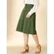 thumbnail image 4 of Falda midi estilo campesina con botones delanteros y bolsillos para mujer Verde M Unique Bargains Falda, 4 of 6