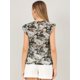 thumbnail image 5 of Allegra K Blusa Floral Informal Cuello V Mangas Casquillo Con Volantes Para Mujer Negro L Unique Bargains Blusa, 5 of 6