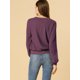 thumbnail image 5 of Suéter Tipo Jersey Acanalado Con Mangas De Farol Clásico Para Mujer Púrpura S Unique Bargains Suéter, 5 of 6