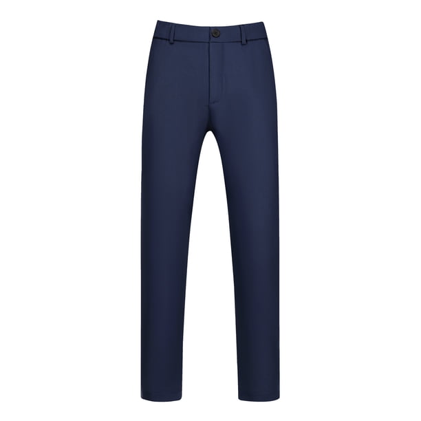 Lars Amadeus Pantalones Pitillo Recortados De Color Liso Para Hombre Pantalones De Vestir Hasta El Tobillo Con Frente Plano Azul marino L Unique Bargains Pantalones