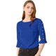 thumbnail image 1 of Allegra K Top de blusa sólida con botones y volantes de media manga con orificios casuales para muje Unique Bargains Blusa, 1 of 6