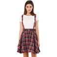 thumbnail image 2 of Allegra K Falda De Tirantes Plisado A Cuadros Con Cintura Elástica Para Mujer Rojo azul S Unique Bargains Falda, 2 of 6