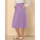 thumbnail image 2 of Falda de algodón de cintura elástica vintage campesina para mujer Faldas médicas a media pierna con Unique Bargains Falda, 2 of 6